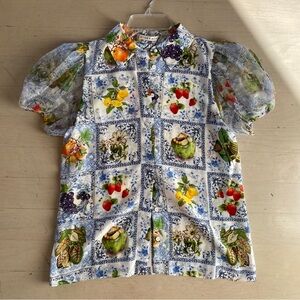 Alice + Olivia Will Fruit Market Silk Blouse